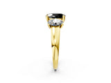Yellow gold Three-Stone Fancy Black Oval Cut Cut Solitaire Ring with Classic Prong Setting_2