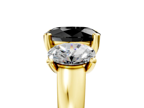 Yellow gold Three-Stone Fancy Black Oval Cut Cut Solitaire Ring with Classic Prong Setting_5