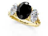 Yellow gold Three-Stone Fancy Black Oval Cut Diamond Braided Band Ring with Four-Prong Setting_13