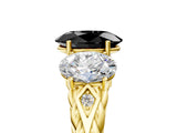 Yellow gold Three-Stone Fancy Black Oval Cut Diamond Braided Band Ring with Four-Prong Setting_17