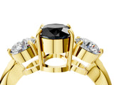 Yellow gold Three-Stone Fancy Black Oval Cut Diamond Channel Set Engagement Ring with Prong Setting_16