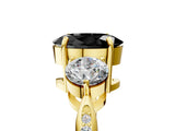 Yellow gold Three-Stone Fancy Black Oval Cut Diamond Channel Set Engagement Ring with Prong Setting_17