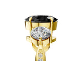 Yellow gold Three-Stone Fancy Black Oval Cut Diamond Channel Set Engagement Ring with Prong Setting_5