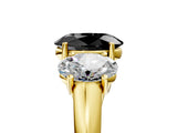 Yellow gold Three-Stone Fancy Black Oval Cut Diamond Engagement Ring with Prong Setting_8