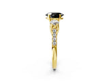 Yellow gold Three-Stone Fancy Black Oval Cut Diamond Pavé Band with Four-Prong Setting_2