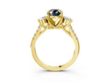 Yellow gold Three-Stone Fancy Black Oval Cut Diamond Pavé Band with Four-Prong Setting_3