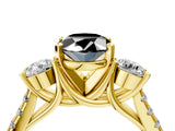 Yellow gold Three-Stone Fancy Black Oval Cut Diamond Pavé Band with Four-Prong Setting_4