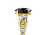 Yellow gold Three-Stone Fancy Black Oval Cut Diamond Pavé Band with Four-Prong Setting_5