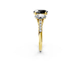 Yellow gold Three-Stone Fancy Black Oval Cut Diamond Ring with Pavé Band and Prong Setting_26
