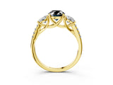 Yellow gold Three-Stone Fancy Black Oval Cut Diamond Ring with Pavé Band and Prong Setting_27