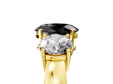 Yellow gold Three-Stone Fancy Black Oval Cut Diamond Ring with Round Side Stones, Classic Band, and Four-Prong Setting_5