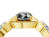 Yellow gold Three-Stone Fancy Black Oval Cut Diamond Wave Pave Band with Prong Setting_4