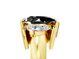 Yellow gold Three Stone Fancy Black Pear Cut Cut Channel Set Diamond Ring_5