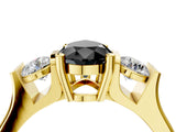 Yellow gold Three-Stone Fancy Black Pear Cut Cut Classic Band Prong Setting Ring_4
