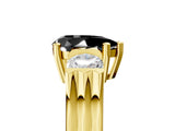 Yellow gold Three-Stone Fancy Black Pear Cut Cut Classic Band Prong Setting Ring_5