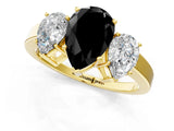 Yellow gold Three-Stone Fancy Black Pear Cut Cut Diamond Engagement Ring with Flat Band and Four-Prong Setting_13
