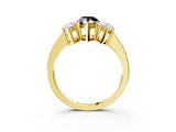 Yellow gold Three-Stone Fancy Black Pear Cut Cut Diamond Engagement Ring with Flat Band and Four-Prong Setting_15