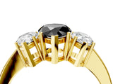 Yellow gold Three-Stone Fancy Black Pear Cut Cut Diamond Engagement Ring with Flat Band and Four-Prong Setting_16