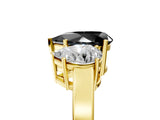 Yellow gold Three-Stone Fancy Black Pear Cut Cut Diamond Engagement Ring with Flat Band and Four-Prong Setting_17