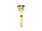 Yellow gold Three-Stone Fancy Black Pear Cut Cut Diamond Engagement Ring with Flat Band and Four-Prong Setting_2