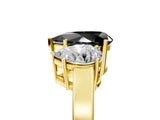 Yellow gold Three-Stone Fancy Black Pear Cut Cut Diamond Engagement Ring with Flat Band and Four-Prong Setting_5
