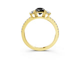 Yellow gold Three-Stone Fancy Black Pear Cut Cut Diamond Pavé Band with Prong Setting_18