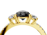 Yellow gold Three-Stone Fancy Black Pear Cut Cut Diamond Pavé Band with Prong Setting_19
