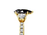 Yellow gold Three-Stone Fancy Black Pear Cut Cut Diamond Pavé Band with Prong Setting_20