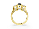 Yellow gold Three-Stone Fancy Black Pear Cut Cut Diamond Ring with Channel-Set Band and Four-Prong Setting_15