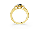 Yellow gold Three-Stone Fancy Black Pear Cut Cut Diamond Ring with Channel Set Band and Four-Prong Setting_15