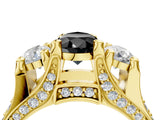 Yellow gold Three-Stone Fancy Black Pear Cut Cut Diamond Ring with Channel-Set Band and Four-Prong Setting_16