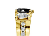 Yellow gold Three-Stone Fancy Black Pear Cut Cut Diamond Ring with Channel-Set Band and Four-Prong Setting_17