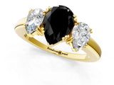 Yellow gold Three-Stone Fancy Black Pear Cut Cut Diamond Ring with Channel Set Band and Four-Prong Setting_25