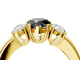 Yellow gold Three-Stone Fancy Black Pear Cut Cut Diamond Ring with Channel Set Band and Four-Prong Setting_28