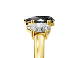 Yellow gold Three-Stone Fancy Black Pear Cut Cut Diamond Ring with Channel Set Band and Four-Prong Setting_29