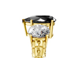 Yellow gold Three-Stone Fancy Black Pear Cut Cut Diamond Ring with Channel-Set Band and Prong Setting_5