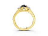 Yellow gold Three-Stone Fancy Black Pear Cut Cut Diamond Ring with Prong Setting and Classic Band_3