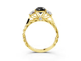 Yellow gold Three-Stone Fancy Black Pear Cut Diamond Braided Band Ring with Four-Prong Setting_15