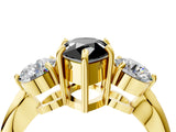 Yellow gold Three-Stone Fancy Black Pear Cut Diamond Channel Set Engagement Ring with Prong Setting_4