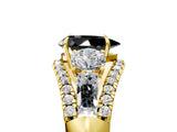 Yellow gold Three-Stone Fancy Black Pear Cut Diamond Engagement Ring with Pave Band and Prong Setting_5