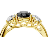 Yellow gold Three-Stone Fancy Black Pear Cut Diamond Engagement Ring with Prong Setting_7