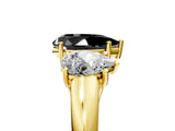 Yellow gold Three-Stone Fancy Black Pear Cut Diamond Engagement Ring with Prong Setting_8