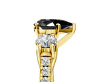 Yellow gold Three-Stone Fancy Black Pear Cut Diamond Pavé Band with Four-Prong Setting_5