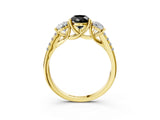 Yellow gold Three-Stone Fancy Black Pear Cut Diamond Ring with Pavé Band and Prong Setting_27