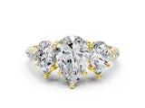 Yellow gold Three-Stone Fancy Black Pear Cut Diamond Ring with Pavé Band and Prong Setting_36