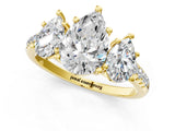 Yellow gold Three-Stone Fancy Black Pear Cut Diamond Ring with Pavé Band and Prong Setting_37