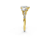 Yellow gold Three-Stone Fancy Black Pear Cut Diamond Ring with Pavé Band and Prong Setting_38