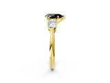 Yellow gold Three-Stone Fancy Black Pear Cut Diamond Ring with Pear Side Stones and Four-Prong Setting_2