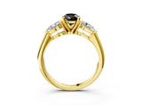Yellow gold Three-Stone Fancy Black Pear Cut Diamond Ring with Pear Side Stones and Four-Prong Setting_3