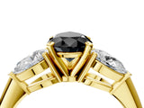 Yellow gold Three-Stone Fancy Black Pear Cut Diamond Ring with Pear Side Stones and Four-Prong Setting_4